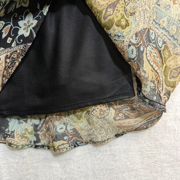 Kaitlyn 1X Paisley Print Top Tie Front Flutter Sleeve Retro Abstract Funky Y2K - Picture 4 of 9